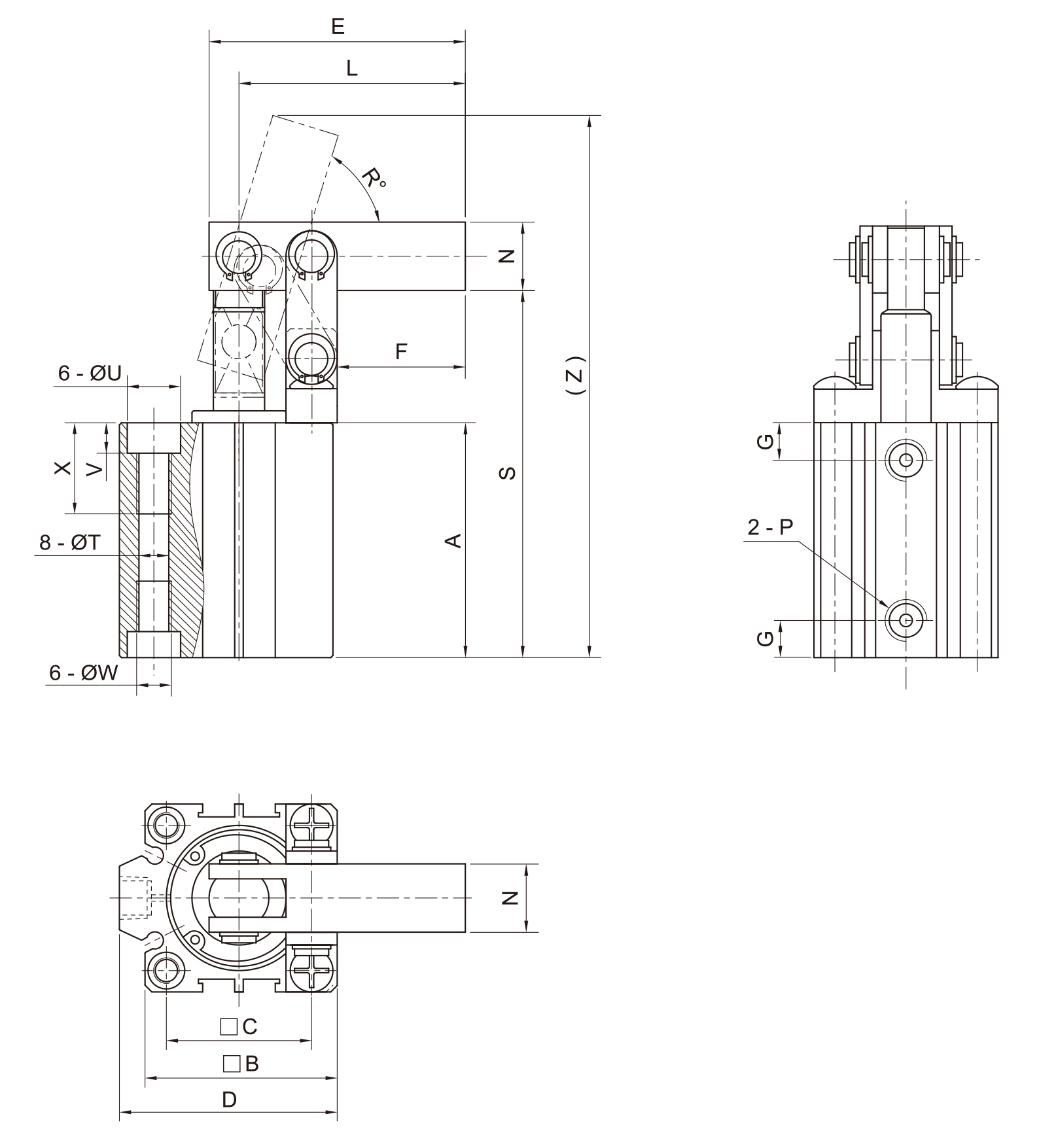 JGL氣缸外(wài)形尺寸