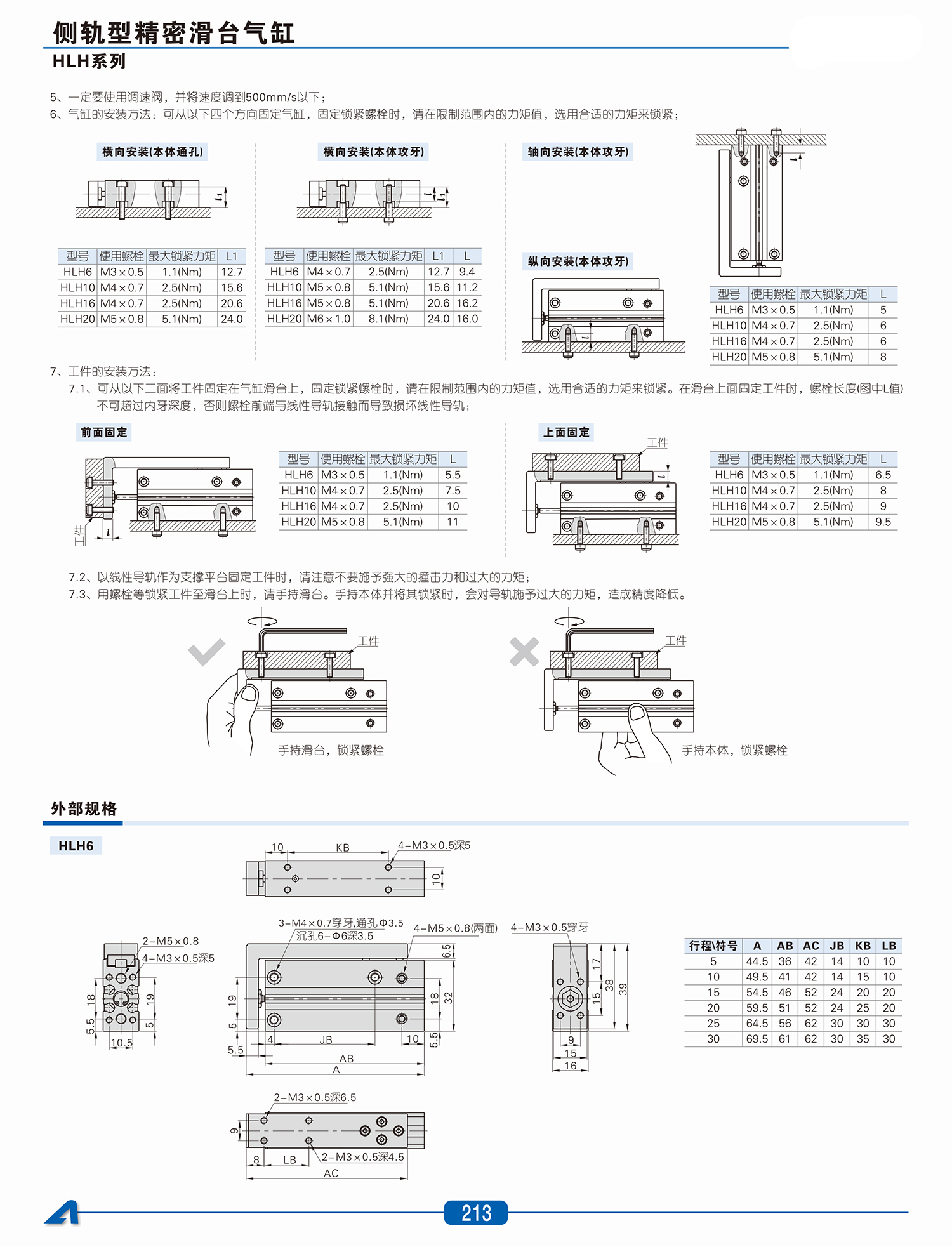 HLH系列精密滑台氣缸